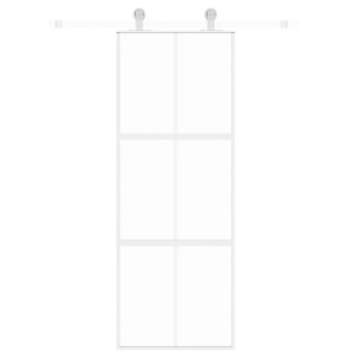 раздвижная дверь, белая, 76 x 205 см, закаленное стекло и алюминий