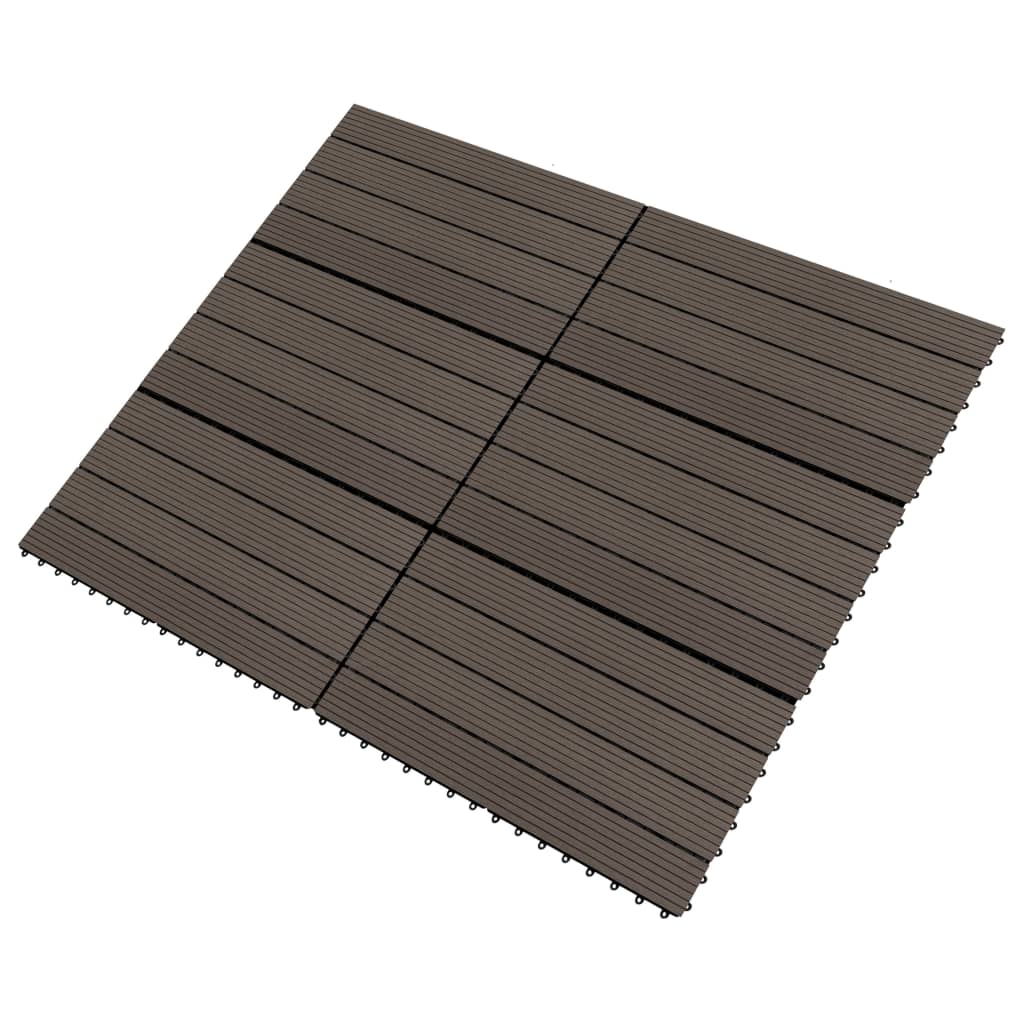 terrassiplaadid, 6 tk, WPC, 60 x 30 cm, 1,08 m², tumepruun