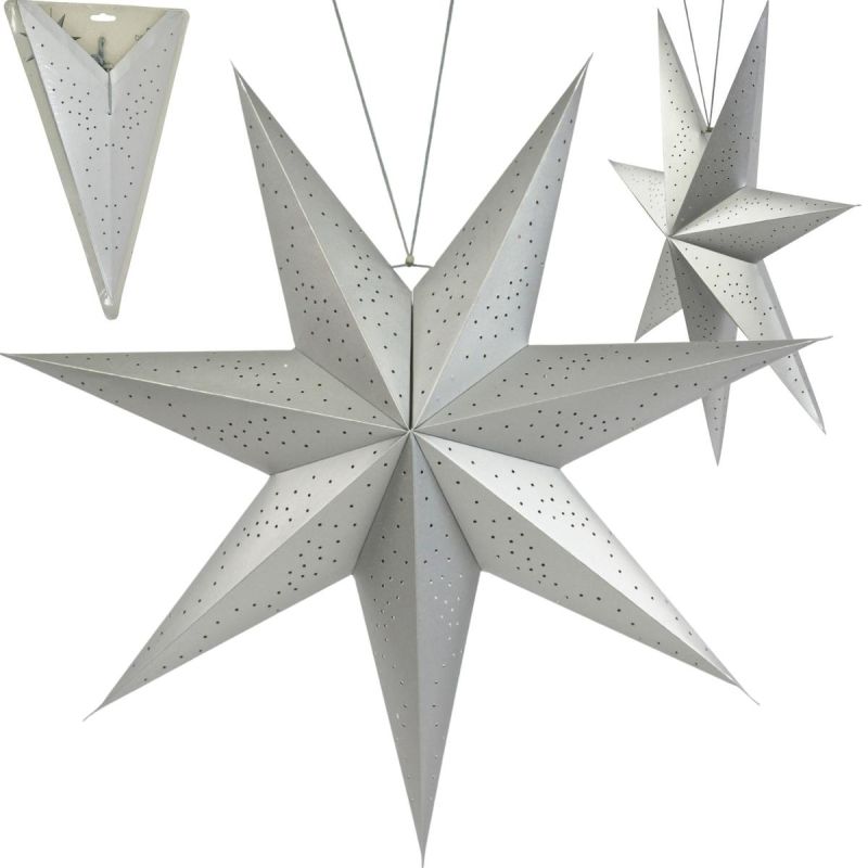DECORATIVE HANGING PAPER STAR 75CM SILVER