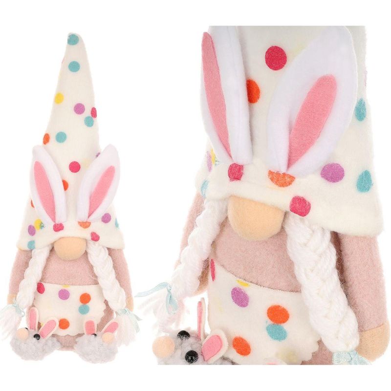 gnome bunny 25cm polka dot girl spring decoration