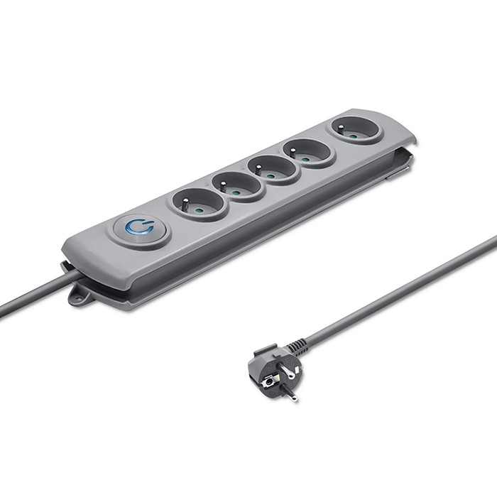 Qoltec Surge protector | 5 sockets | 3m | Grey