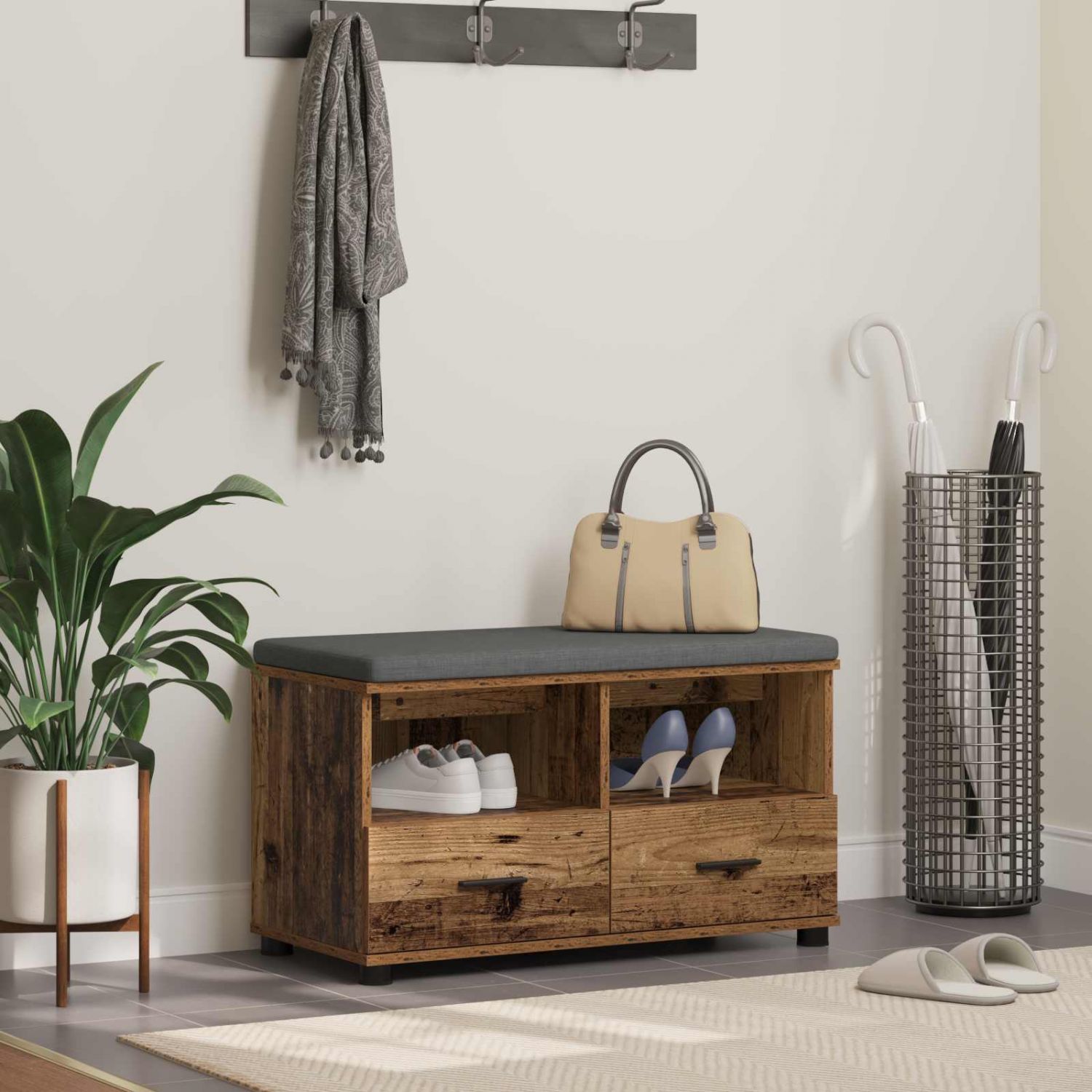 Hallipink padjaga sahtliga Vana puit 80 x 38 x 46 cm