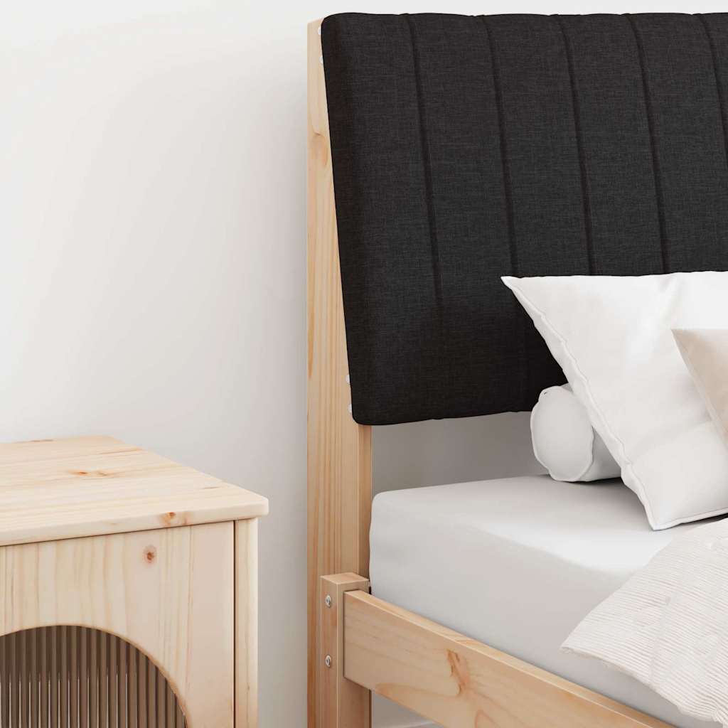 Polsterdatud voodiots Must 90 cm Tahke mänd