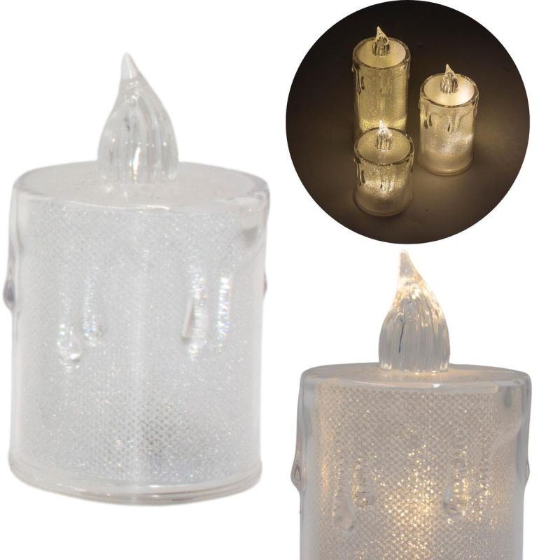 DECORATIVE CANDLE 8 CM TRANSPARENT WARM WHITE 1 LED
