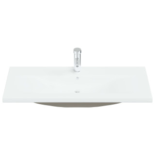 sisseehitatud valamu kraaniga, 101x39x18 cm, keraamiline, valge