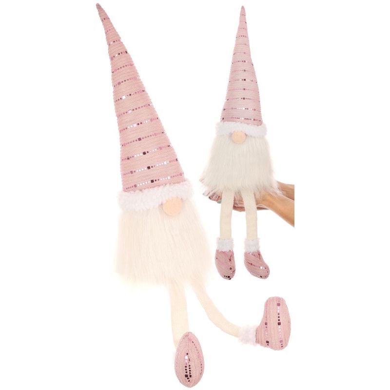 SHINY SANTA DECORATIVE gnome 38+20CM PINK
