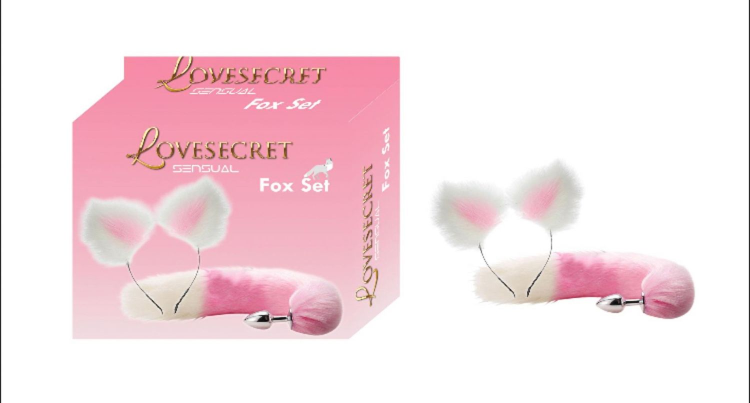 LoveSecret Sensual – LS47 – Набор Лисичка Розовый/Белый – Набор лисьего хвоста и ушей – 20 см