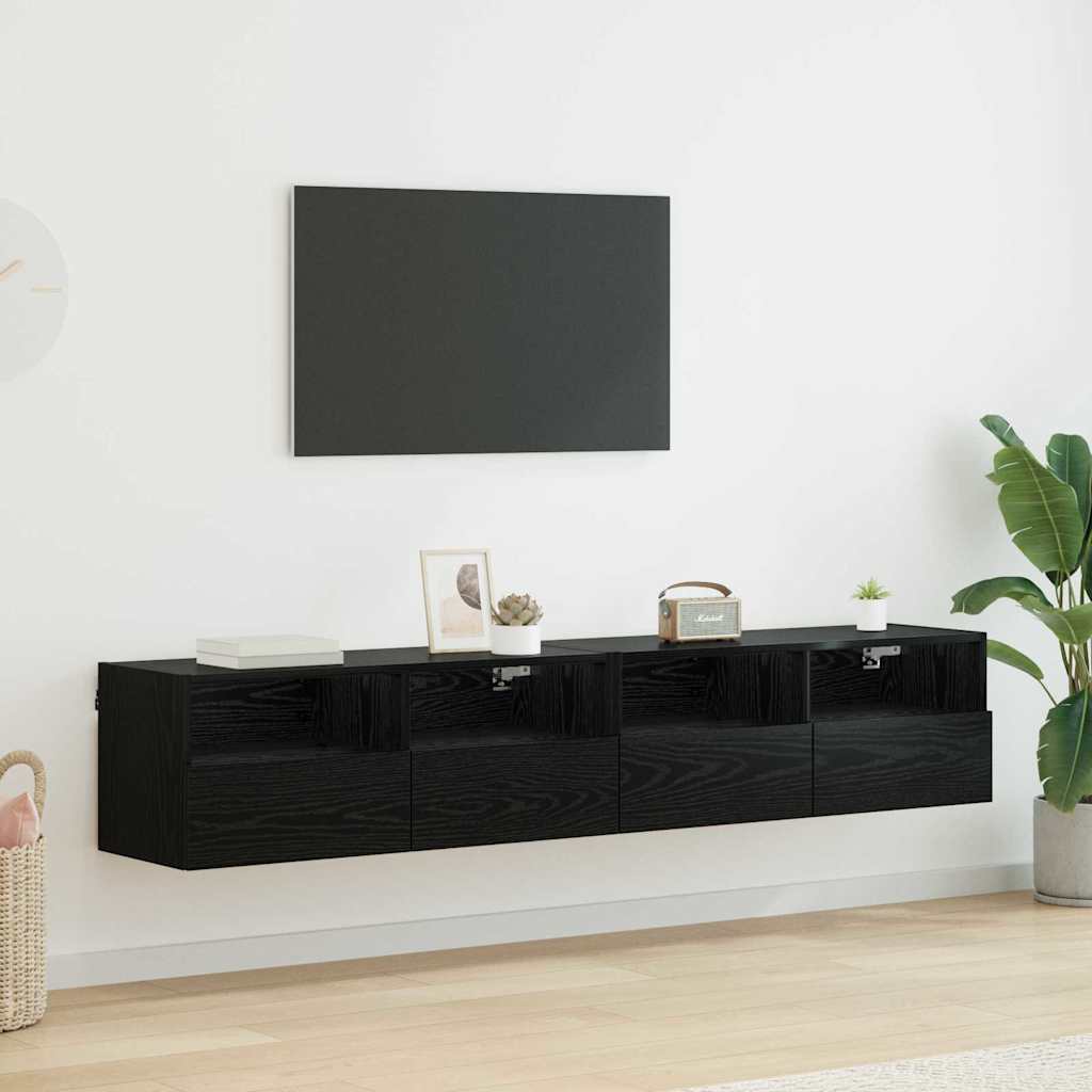 TV Seinakapid 2 pcs Must tamm 80 x 30 x 30 cm Tehispuit