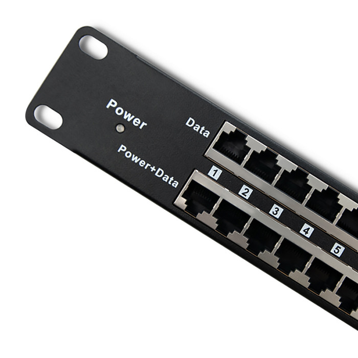 Qoltec patch panel  RACK| 48V | 24 ports | Passive PoE injector | Black