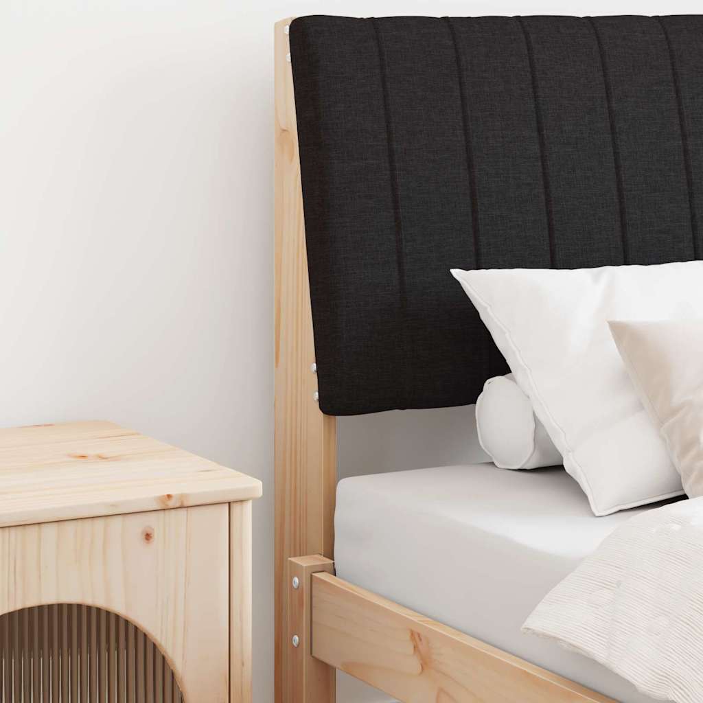 Polsterdatud voodiots Must 75 cm Tahke mänd