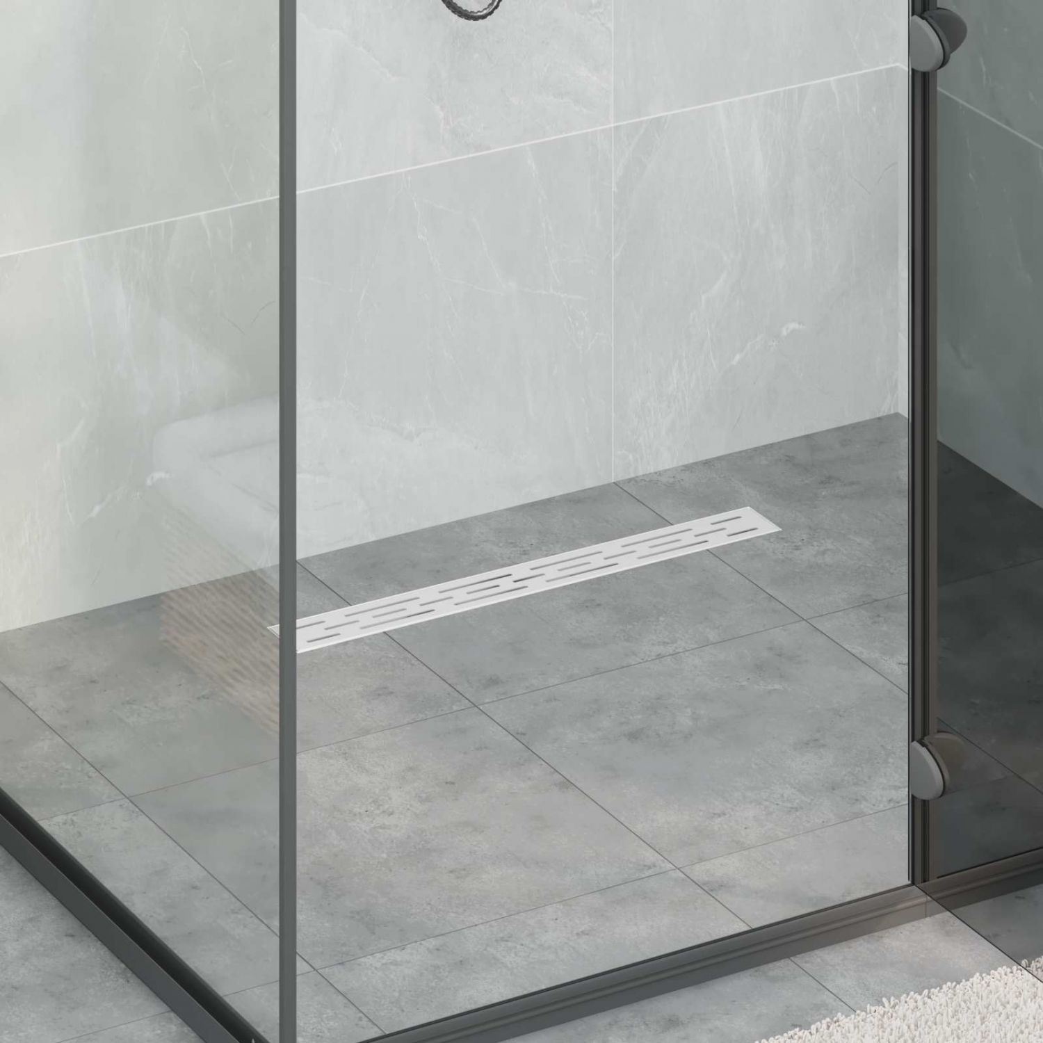 362 kraadi duši drenaaž liini disainiga Hõbedane 60 cm