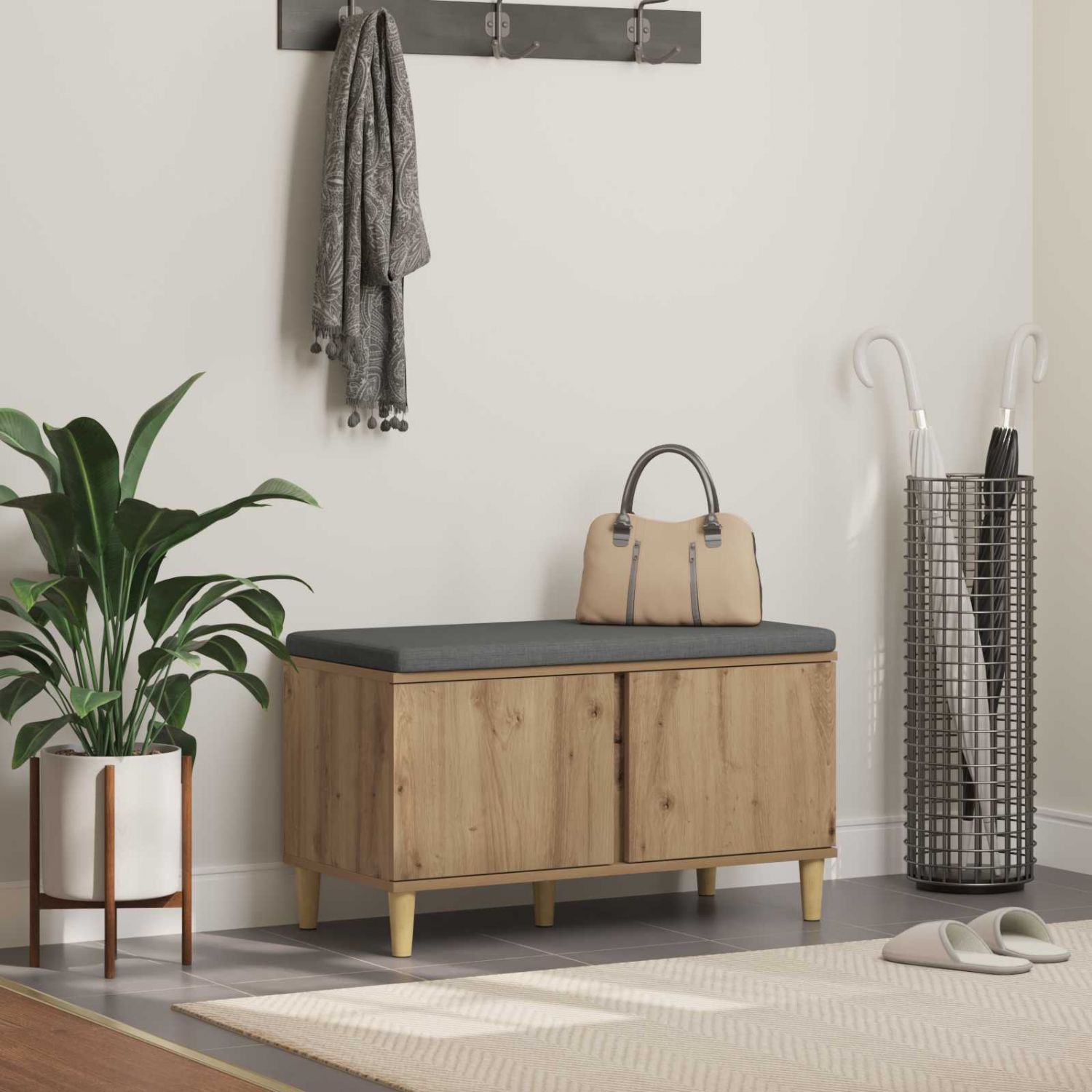 Hallipink padjaga ladustamisega Käsitööpuu 60 x 38 x 46 cm