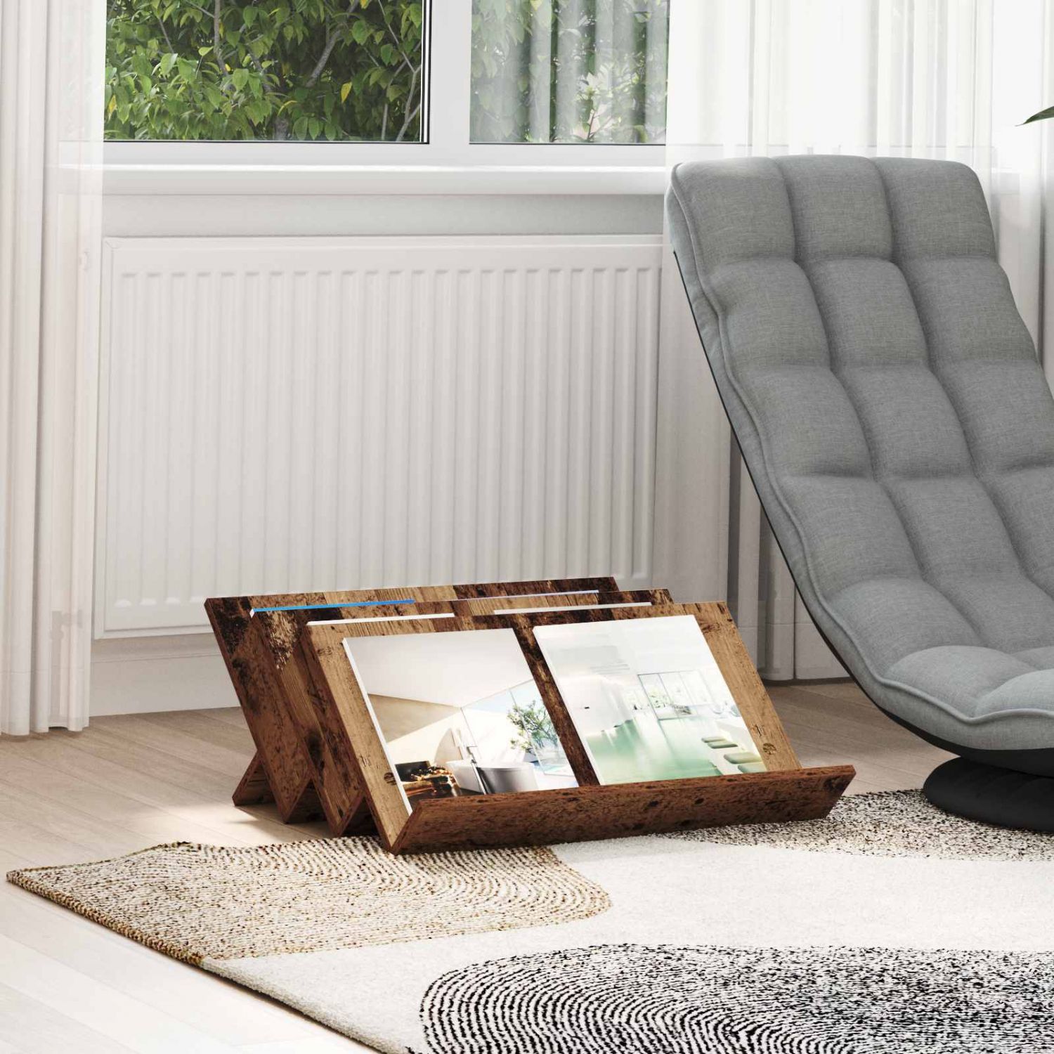 Kõrvalkapp riiuliga Vana puit 65 x 57,5 x 42 cm Tehispuit