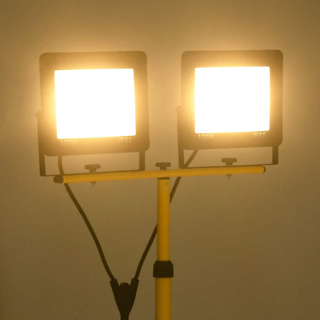 statiiviga LED prožektor, 2 x 100 W, soe valge