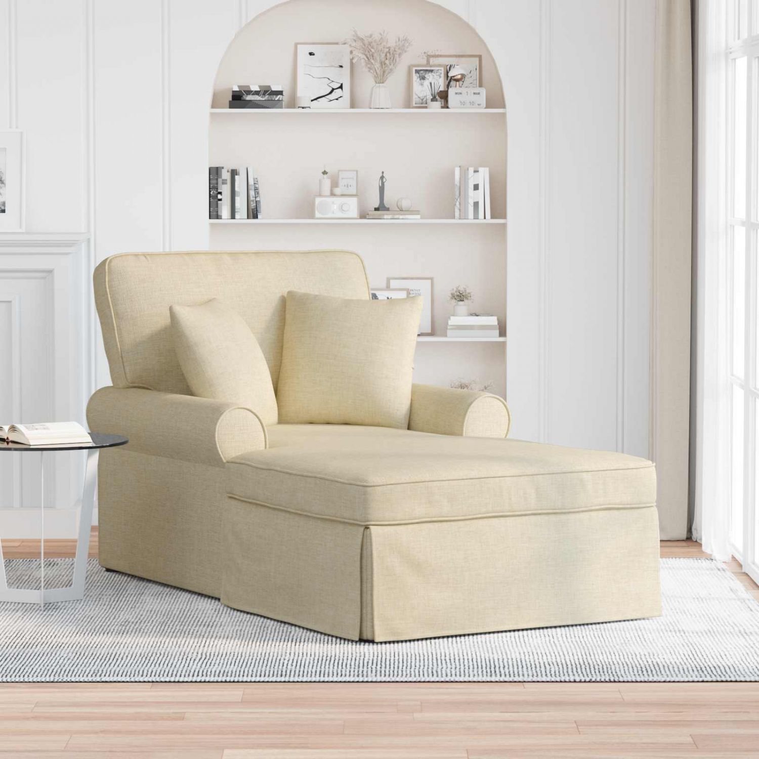 Chaise lounge pööratud äärega cream 91 x 157 x 91 cm kangas