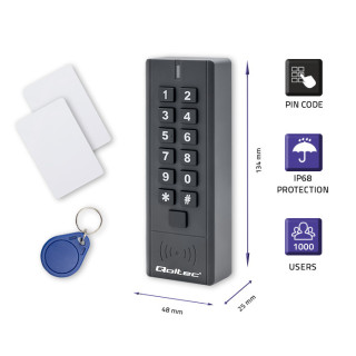 Qoltec Code lock HYPERION with RFID reader | Code | Card | key fob | IP68 | EM