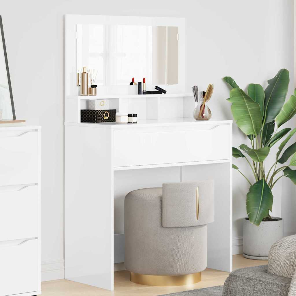 Magamistoa meikimislaudade sahtliga Kergelt läikiv valge