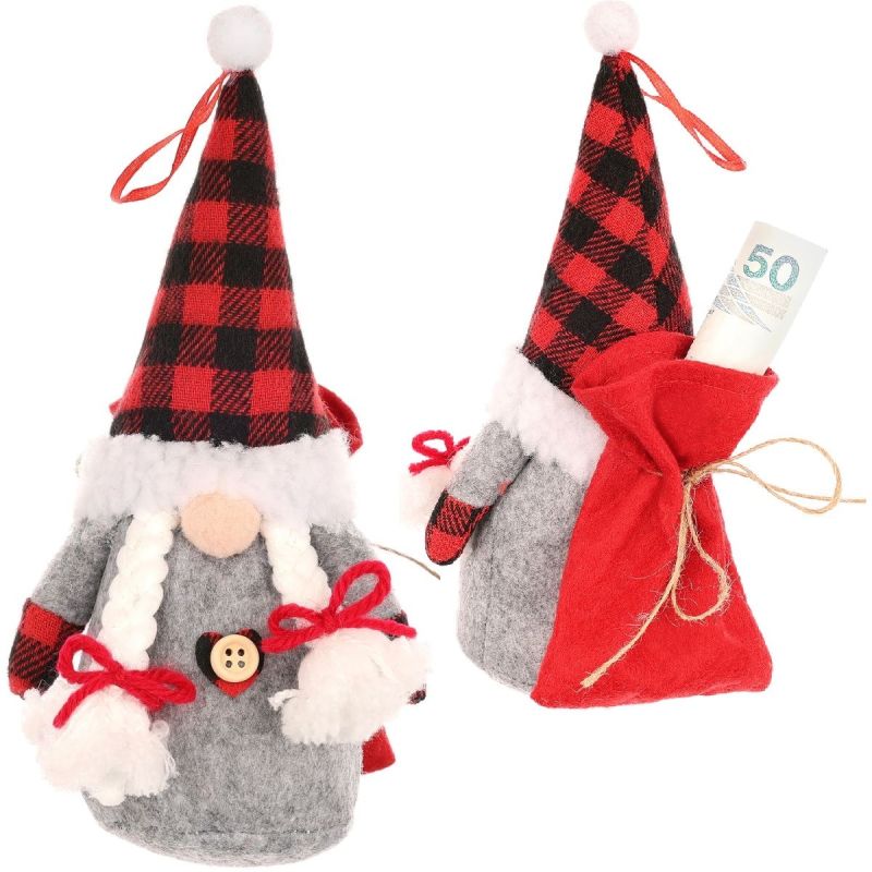 DECORATIVE SANTA CLAUS WITH GIFT BAG 20CM GIRL