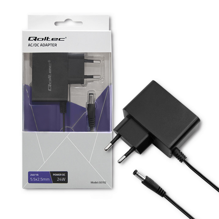 Qoltec Plug-in power supply 24W | 24V | 1A | 5.5*2.5