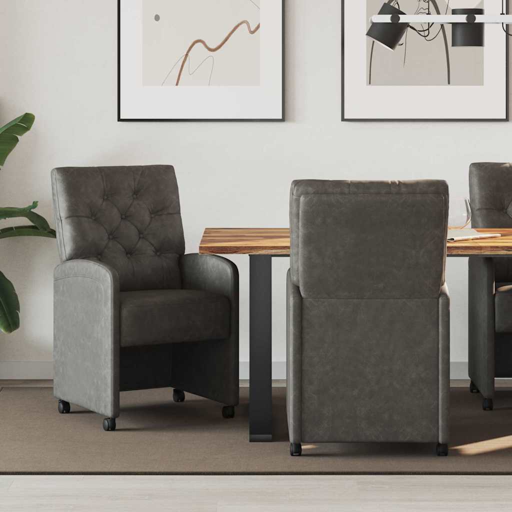 Söögitoa Toolid ratastega 2 pcs Must 58 x 67 x 97 cm Kunstnahk