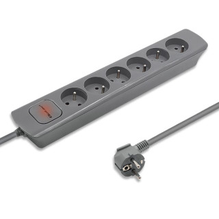 Qoltec Power strip | 6 sockets | 1.8m | Grey