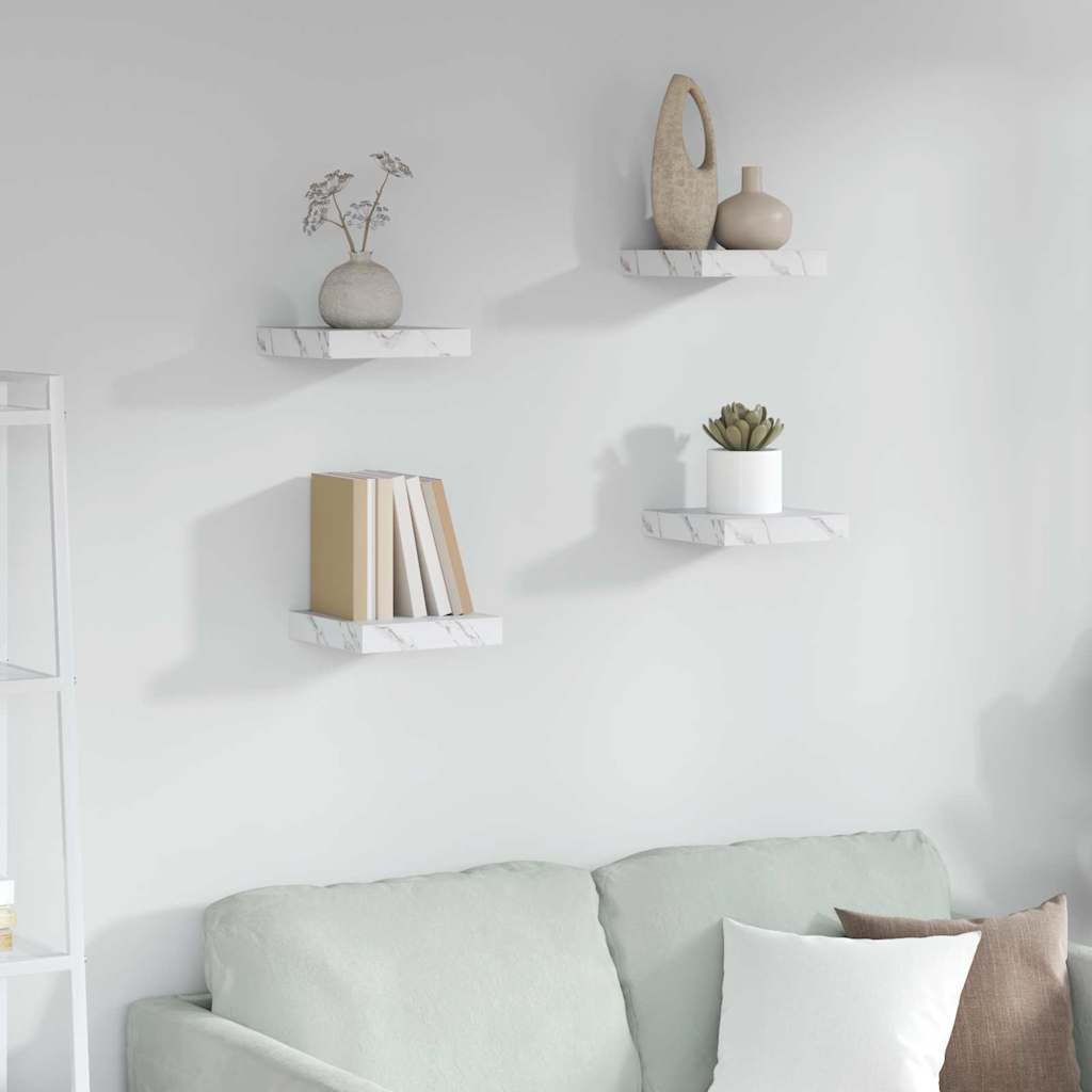 Seinariiul 4 pcs Valge Marmor 23 x 23,5 x 4 cm Tehispuit