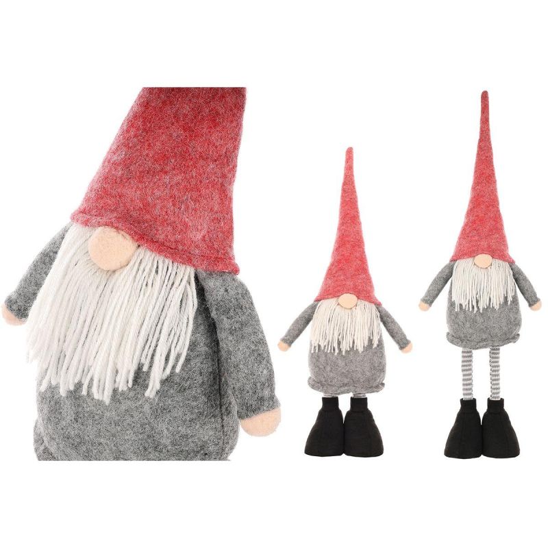 DECORATIVE GNOME ON TELESCOPIC LEGS 64-79CM GRAY