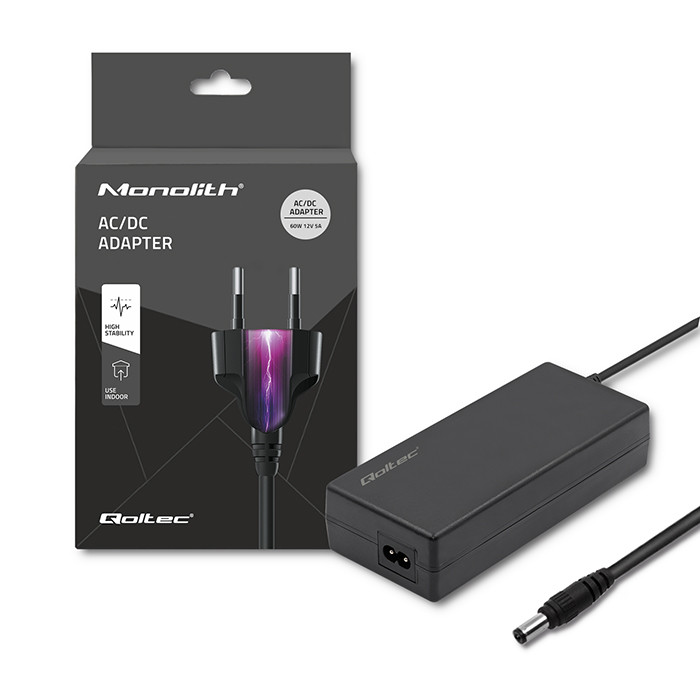 Qoltec Desktop power supply 60W | 12V | 5A | 5.5*2.1 + power cable
