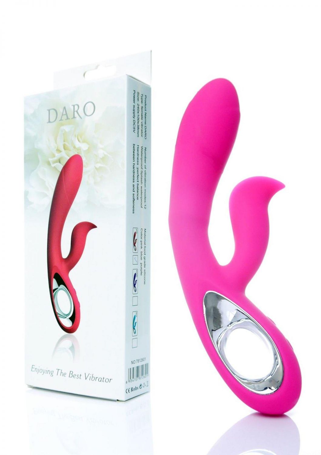 Вибратор Daro, 12 функций, USB, розовый