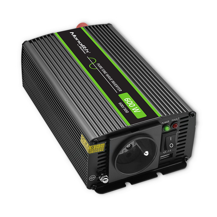 Qoltec Pure Sine Wave Inverter Monolith | 300W | 600W | 24V to 230V