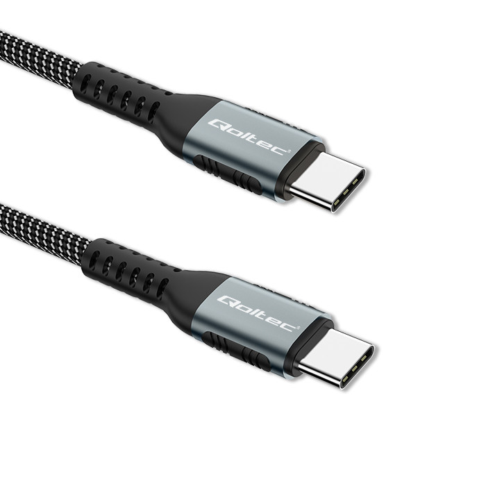 Qoltec USB 2.0 type C Cable |  USB 2.0 type C 100W | QC 3.0 |  PD | 1m | Black