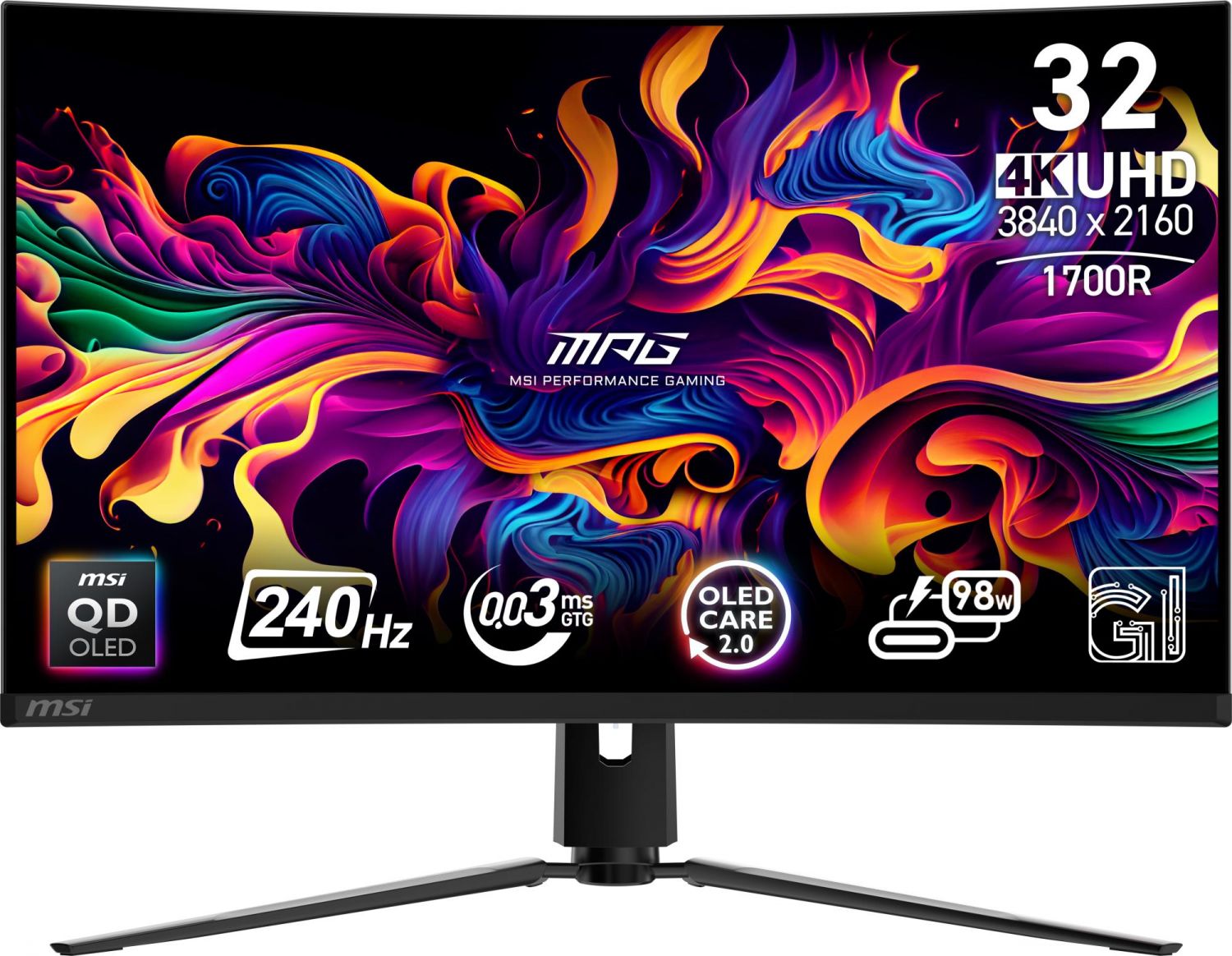 Monitor|MSI|MPG 321CURX QD-OLED|31.5|Gaming/Curved/4K|Panel QD-OLED|3840x2160|16:9|240 Hz|0.03 ms|MPG321CURXQD-OLED