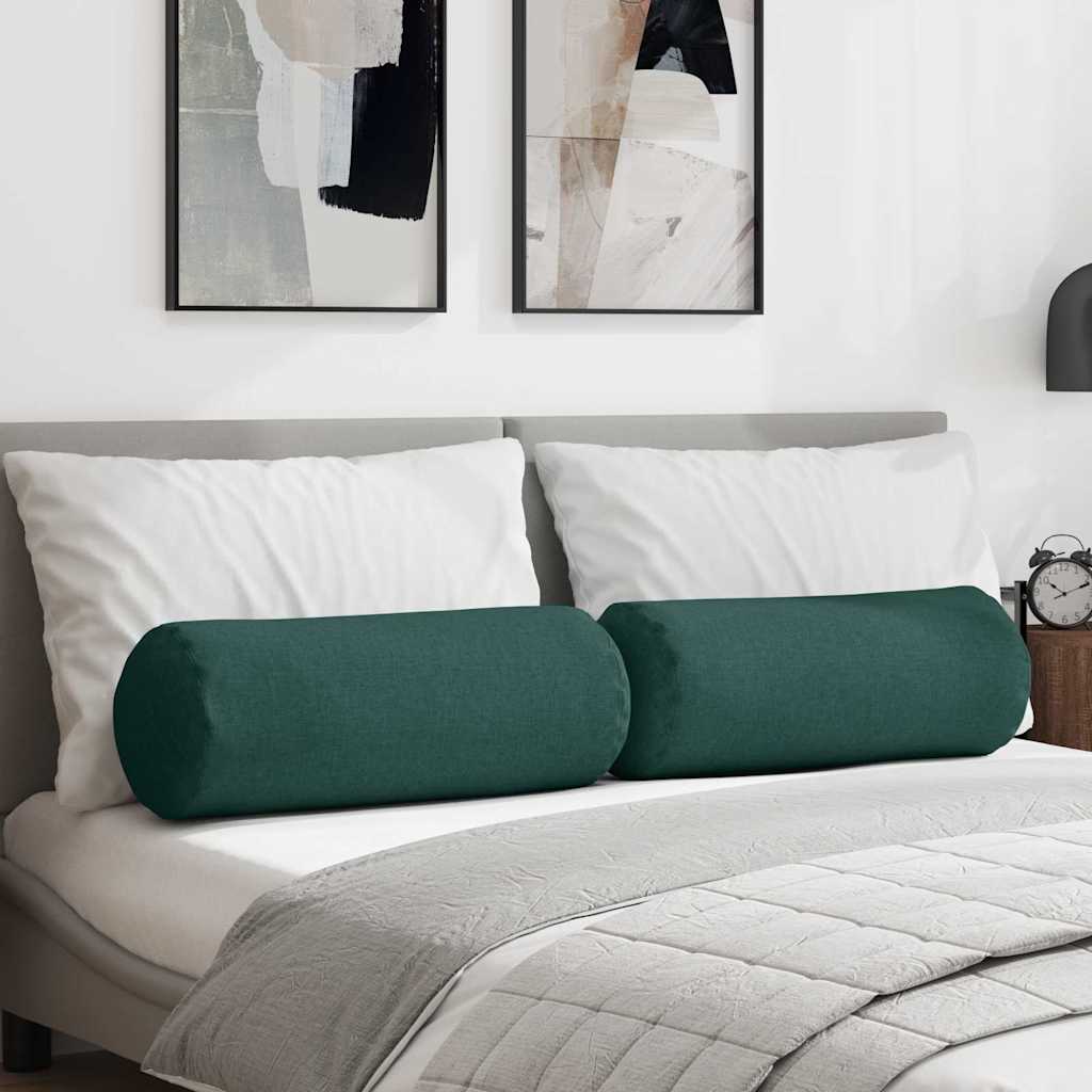 Padjad 2 pcs Tume rohelise Ø 25 x 70 cm kangas