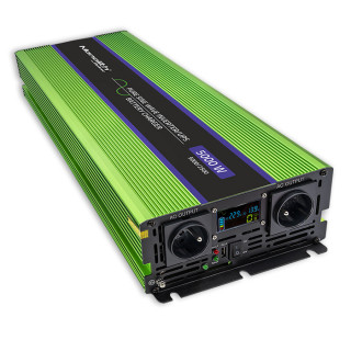 Qoltec Pure Sine Wave Inverter Monolith | battery charger | UPS | 2500W | 5000 | 12V to 230V | LCD