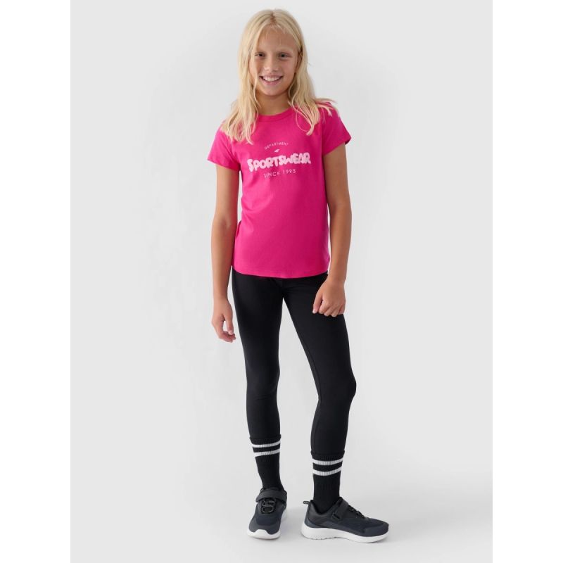 Girls' knitted leggings 4F Junior 4FJRAW24TTIGF239-20S