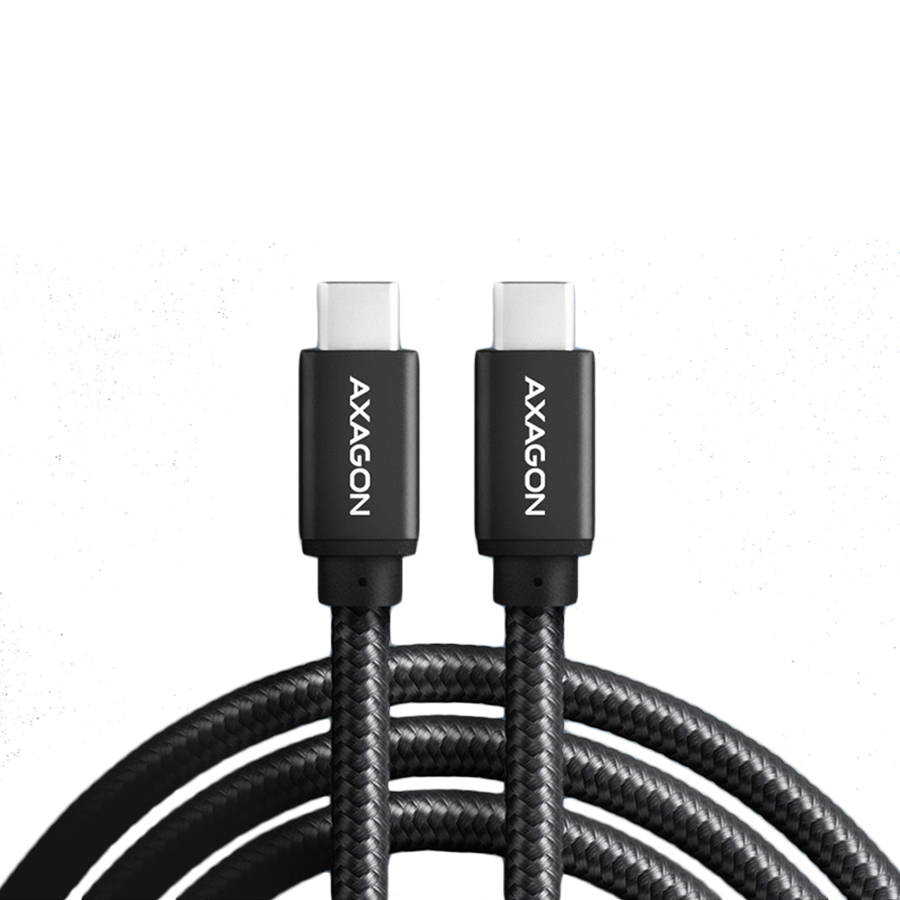 Кабель USB 3.2 Gen1 Axagon для передачи данных и зарядки, длина 3 м, PD 60 Вт, 3 А, черная оплетка
