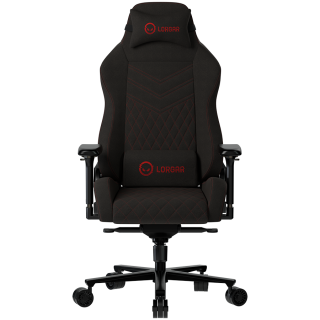 LORGAR Ace 422, Gaming chair, Anti-stain durable fabric, 1.8 mm metal frame, multiblock mechanism, 4D armrests, 5 Star aluminium base, Class-4 gas lift, 75mm PU casters, Black + red
