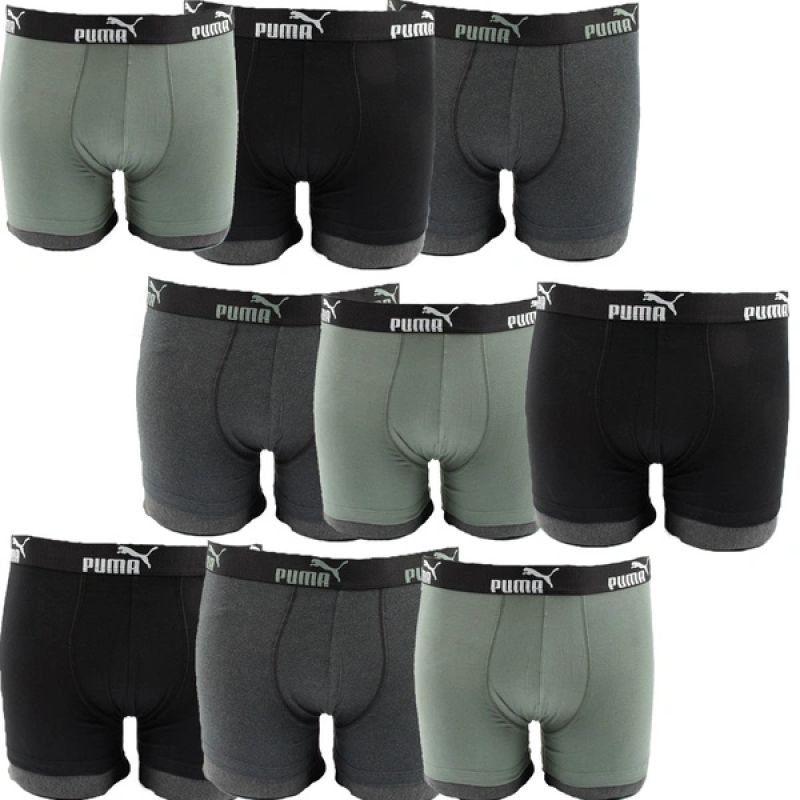 Puma Men's Boxer Briefs 9-Pack Black Gray Khaki Comfortable Cotton