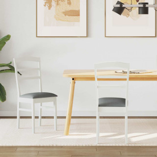 Söögitool 2 pcs Valge ja hall Paks Kautsukipuit