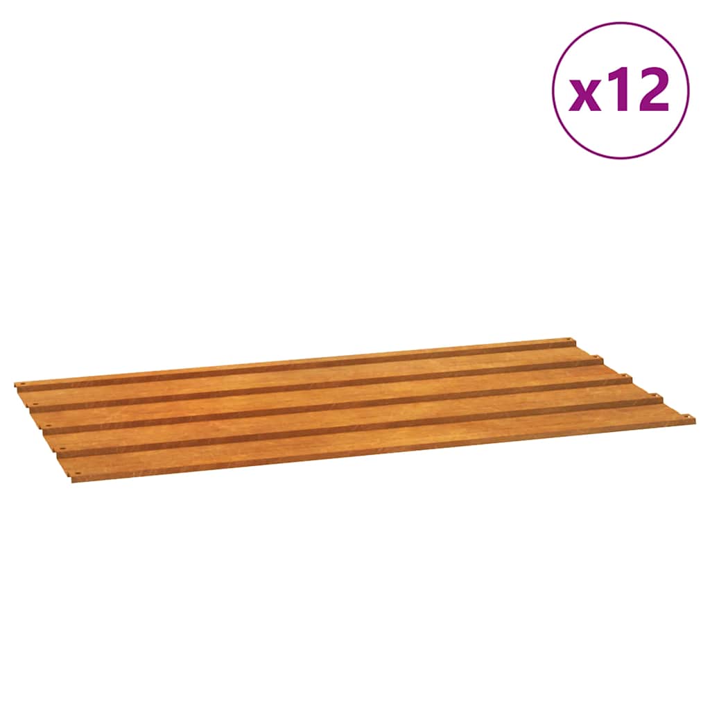Панели крыши 12 шт., ржавчина, 80x44 см, сталь Corten