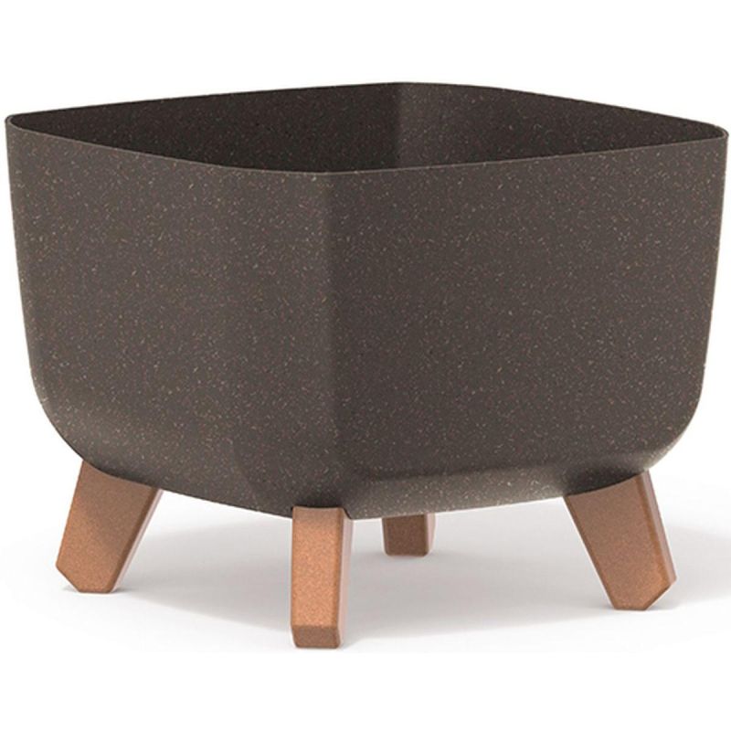 GRACIA SQUARE ECO WOOD FLOWER POT 24x24CM COFFEE