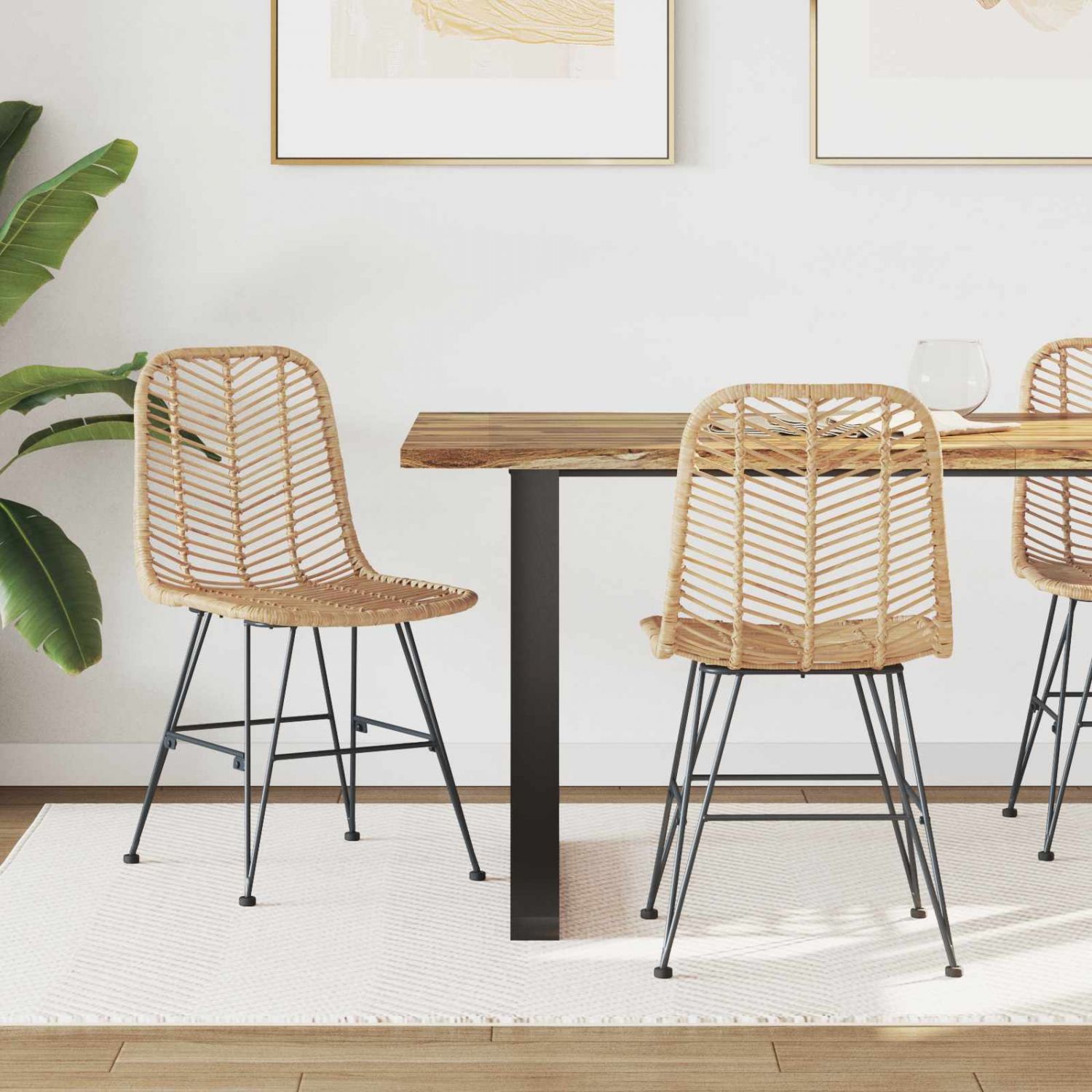 Söögitool 2 pcs Neutraalne 44.5 x 55 x 85 cm Viinapuu ja raud