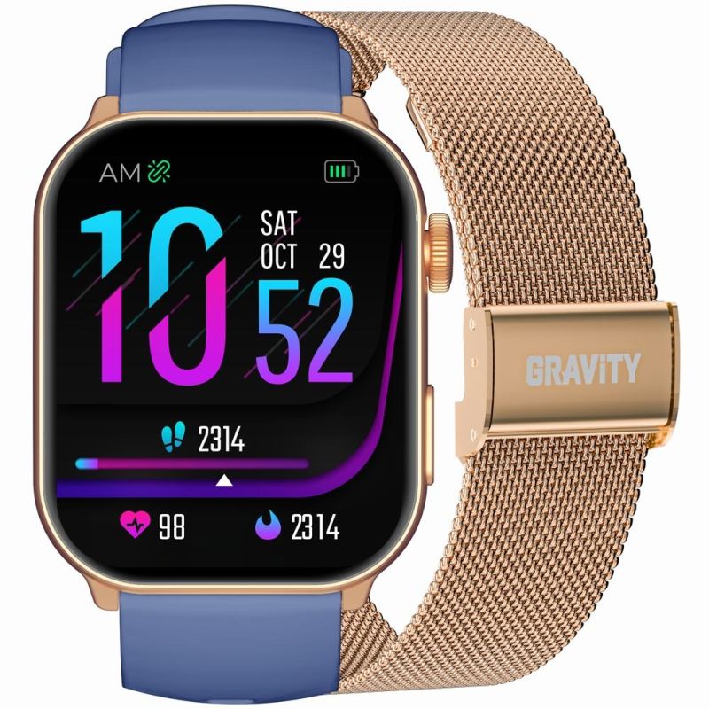 GRAVITY GT28-8 Women's Smartwatch Strap + Bracelet Rose Gold Navy Blue