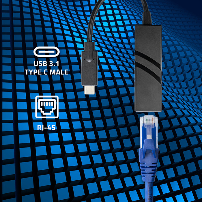 Qoltec Network Adapter USB-C 3.1 | RJ45 | Ethernet | 1000Mb/s | Aluminum