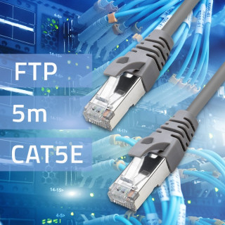 Кабель Qoltec Patchcord FTP | CAT5e | 2 x RJ-45 | 5м | Высокоскоростной | Позолоченный | Экранированный