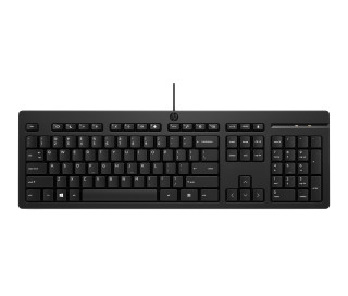 HP 125 G2 USB Wired Keyboard, Sanitizable, Copilot Key - Black - US ENG