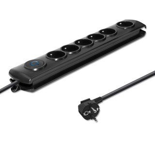 Qoltec Surge protector | 6 sockets | 3m | Black