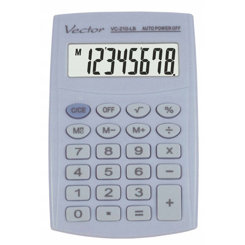Vector KAV VC-210 LB Pocket Calculator, 8-digit, 64x98.5mm, light blue