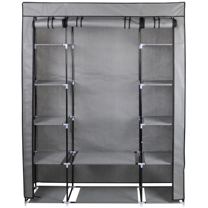 TEXTILE WARDROBE 175x133x43CM DARK GREY 28873