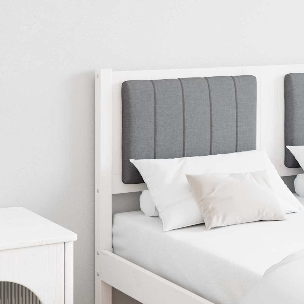 Polsterdatud voodiots Valge 120 cm Tugev männipuit ja kangas